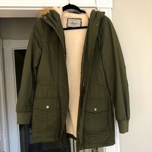 Army green Sherpa lined jacket